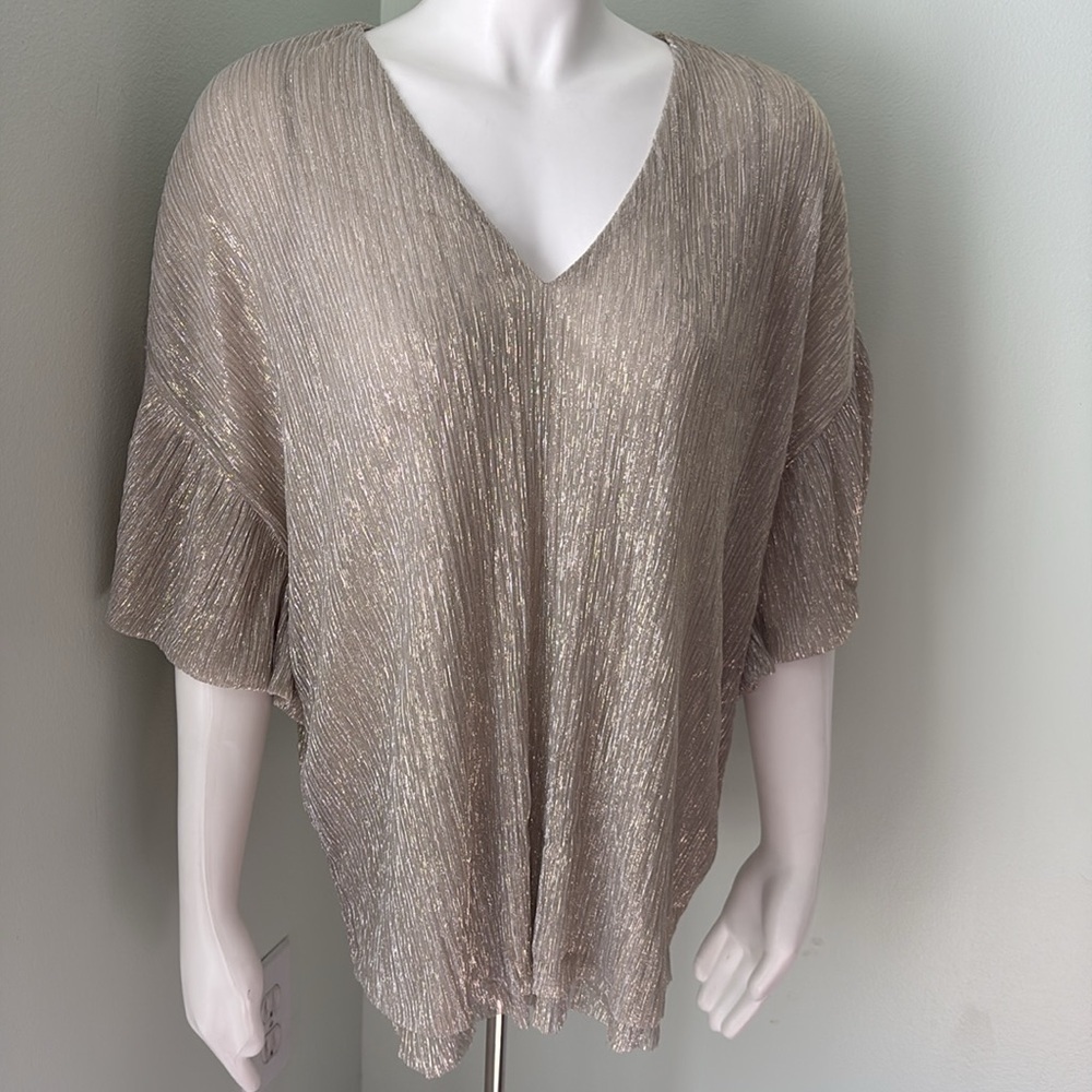 ANTHROPOLOGIE VANESSA VIRGINIA Metallic Silver Top Medium NEW - Picture 5 of 11